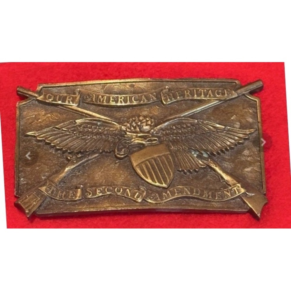 Vintage 1976 Bergamot Brass Works Second Amendment Belt Buckle American Heritage